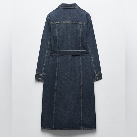 ZARA DENIM MIDI DRESS - Picture 13 of 15